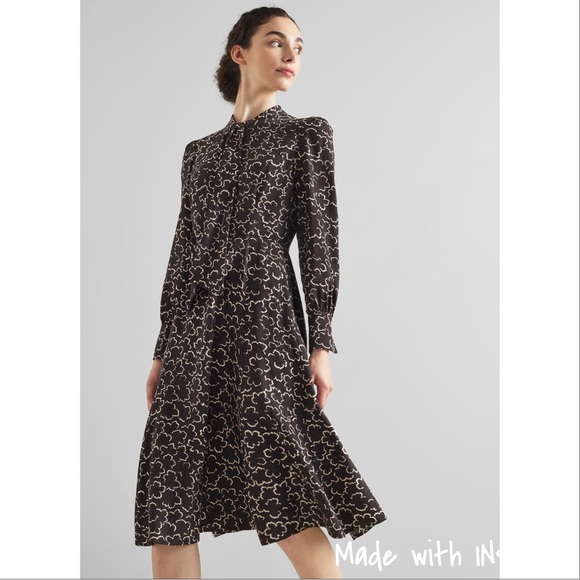 L.K. Bennett Mortimer Black and Cream Floral Shirt Dress - Picture 4 of 16